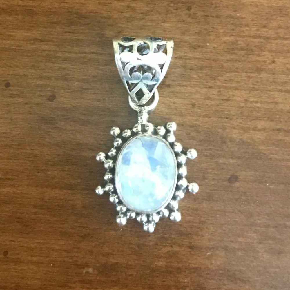 Sterling Silver moonstone starburst pendant